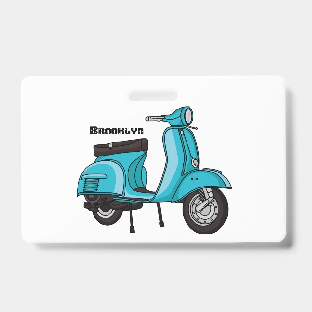 Badge Illustration de dessin animé de moto mobylette mig (Avant)