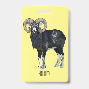 Badge illustration de dessin animé de mouton mouflon