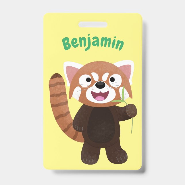 Badge Illustration de dessin animé de panda roux mignon (Avant)