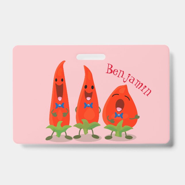 Badge Illustration de dessin animé de poivrons chanteurs (Avant)