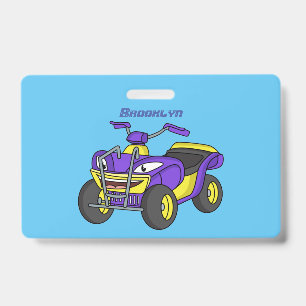 Badge Illustration de dessin animé de quad violet