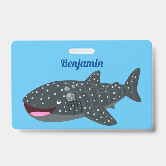 Badge Illustration de dessin animé de requin baleine mig (Avant)