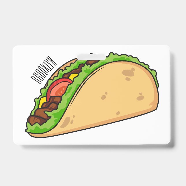 Badge illustration de dessin animé de taco (Avant)