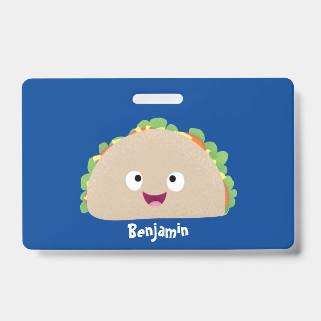 Badge Illustration de dessin animé de taco souriant heur (Avant)