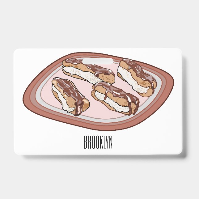 Badge illustration de dessin animé d'éclair au chocolat (Avant)