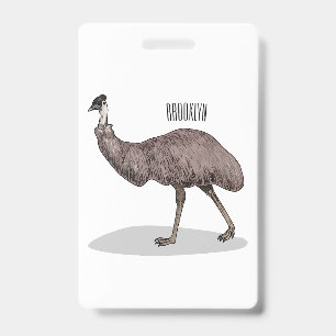Badge illustration de dessin animé d'émeu