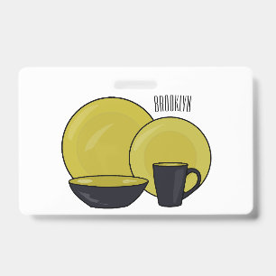 Badge Illustration de dessin animé d'ensemble de vaissel