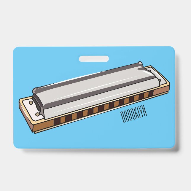 Badge illustration de dessin animé d'harmonica (Avant)