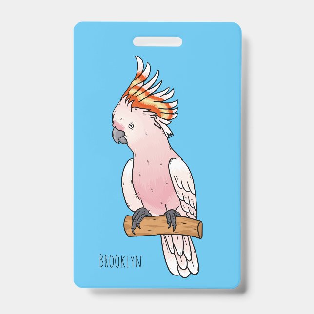 Badge illustration de dessin animé d'oiseau cacatoès de  (Avant)