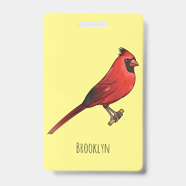 Badge illustration de dessin animé d'oiseau cardinal du  (Avant)