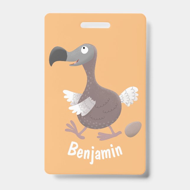 Badge Illustration de dessin animé d'oiseau dodo drôle (Avant)