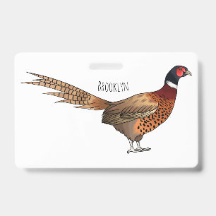 Badge Illustration de dessin animé d'oiseau faisan à col