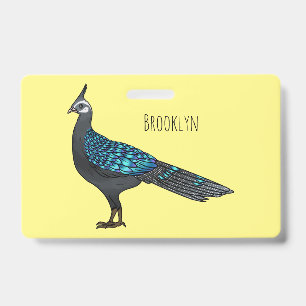 Badge illustration de dessin animé d'oiseau faisan paon