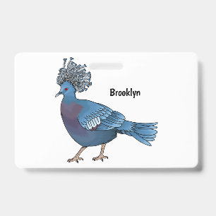 Badge illustration de dessin animé d'oiseau goura couron