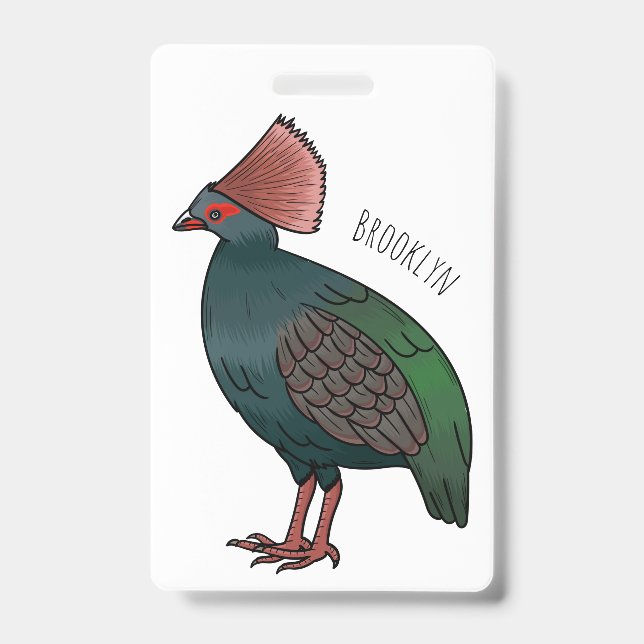 Badge illustration de dessin animé d'oiseau perdrix crêt (Avant)