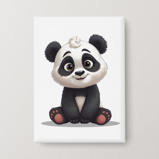 Badge Illustration de dessin animé d'ours panda assis (Recto)