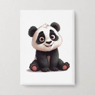 Badge Illustration de dessin animé d'ours panda assis
