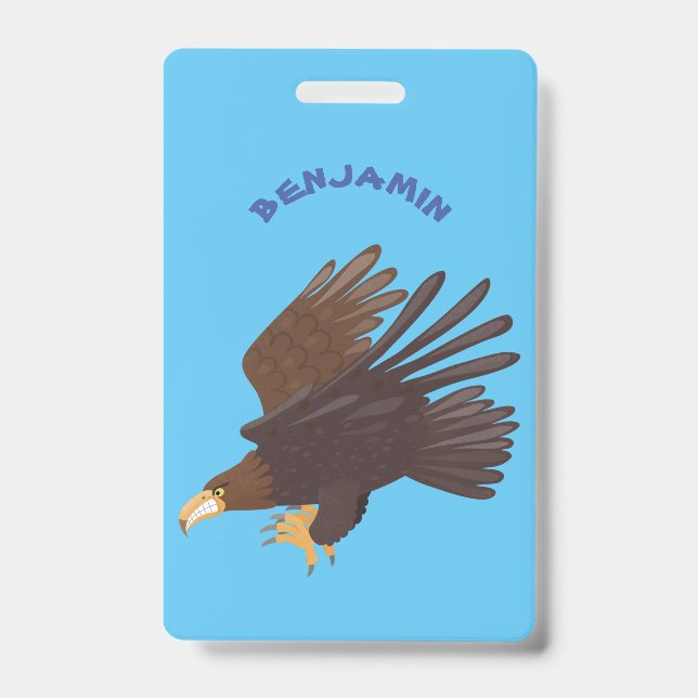 Badge Illustration de dessin animé drôle d'aigle royal (Avant)