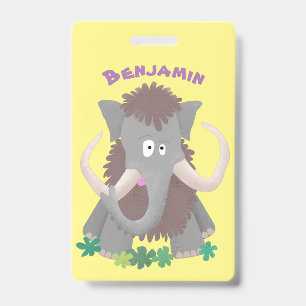 Badge Illustration de dessin animé drôle de mammouth lai