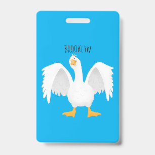 Badge Illustration de dessin animé drôle d'oie domestiqu