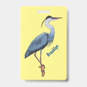 Badge Illustration de dessin animé du grand héron bleu