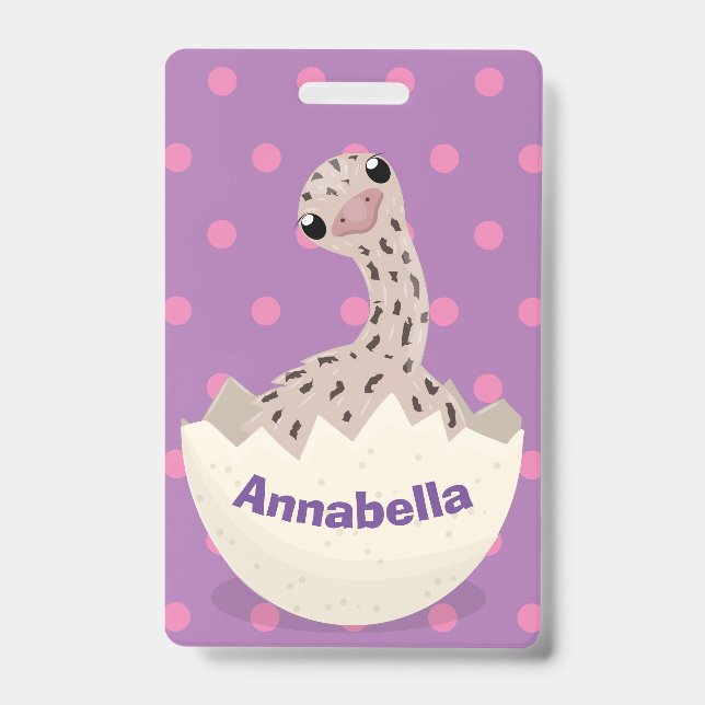 Badge Illustration de dessin animé d'un bébé autruche mi (Avant)