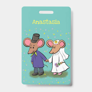 Badge Illustration de dessin animé d'un couple de souris