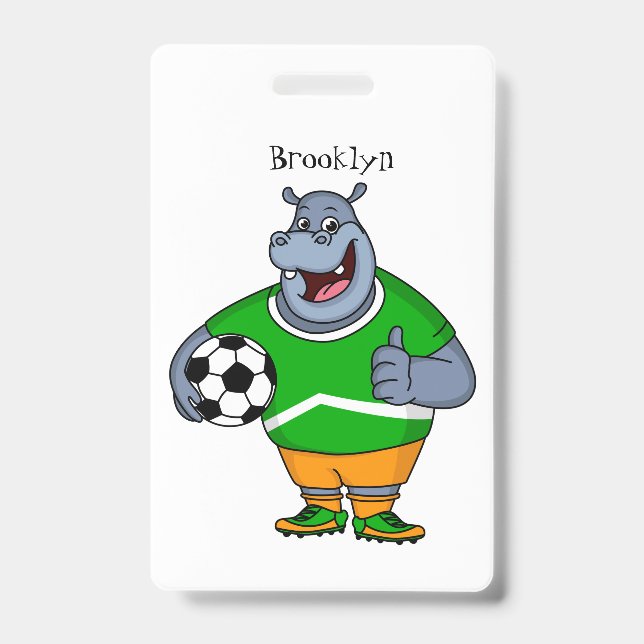 Badge Illustration de dessin animé d'un hippopotame drôl (Avant)