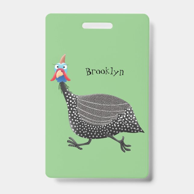 Badge Illustration de dessin animé d'un oiseau pintade a (Avant)