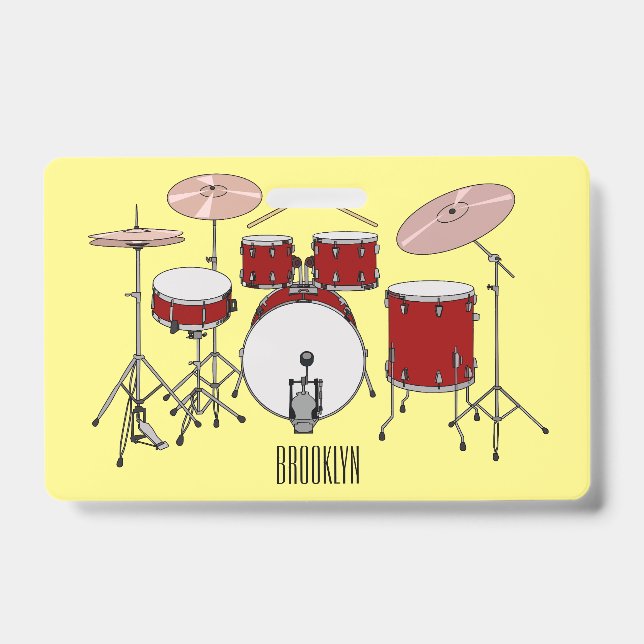 Badge Illustration de dessin animé d'une batterie  (Avant)
