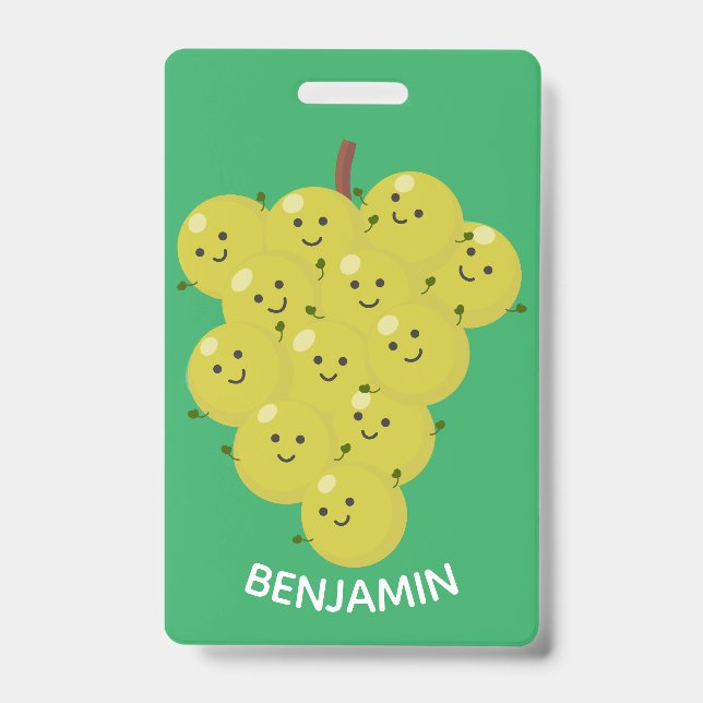 Badge Illustration de dessin animé d'une grappe de raisi (Avant)