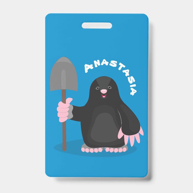 Badge Illustration de dessin animé d'une taupe heureuse  (Avant)