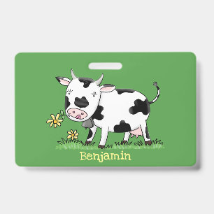 Badge Illustration de dessin animé d'une vache mignonne