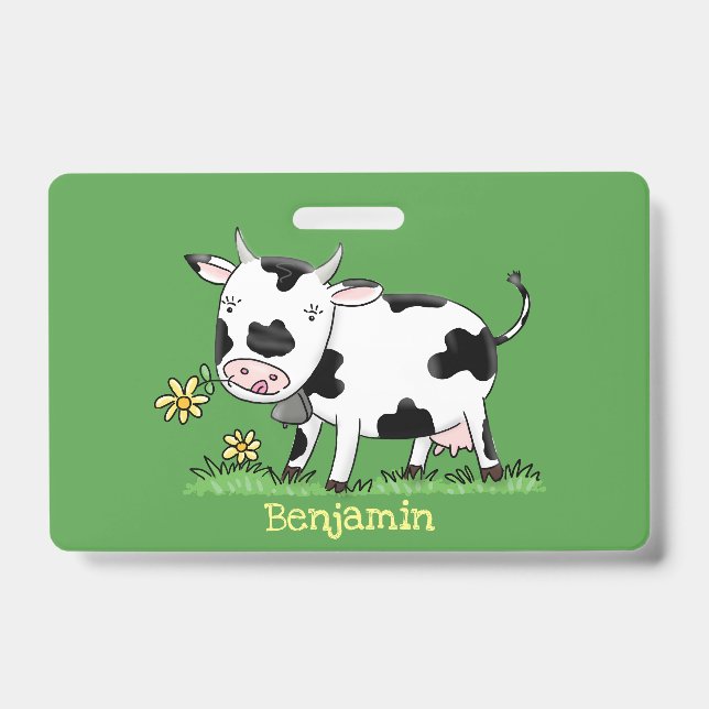 Badge Illustration de dessin animé d'une vache mignonne  (Avant)