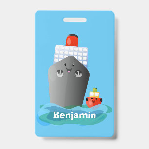 Badge Illustration de dessin animé mignon de bateau de r