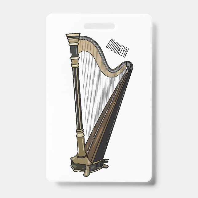 Badge Illustration de dessin animé sur la harpe (Avant)
