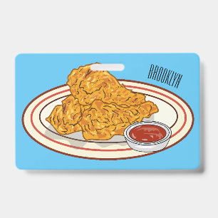 Badge Illustration de dessin animé sur le poulet frit