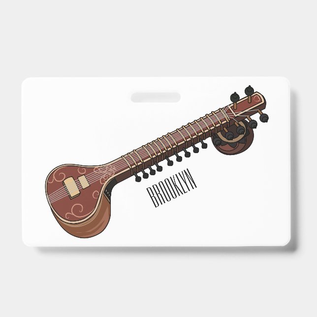Badge Illustration de dessin de Sitar (Avant)