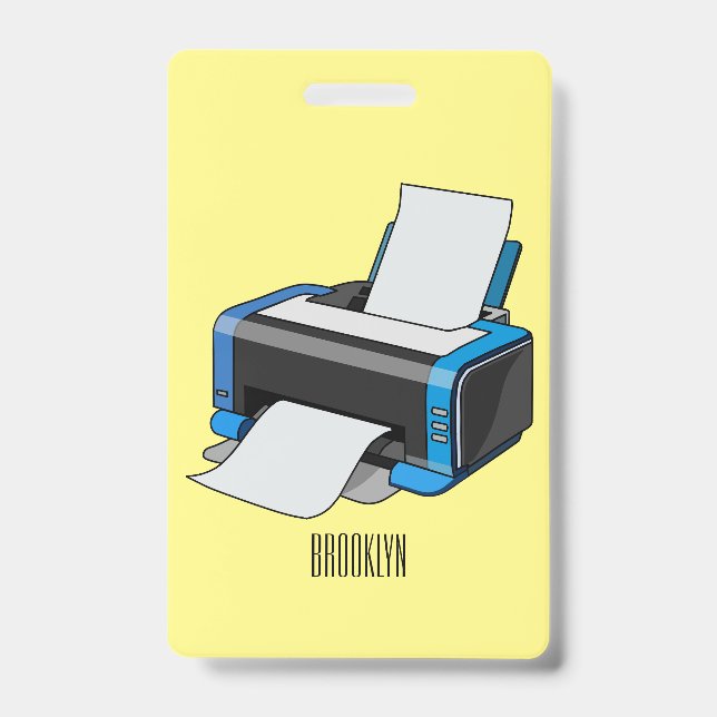 Badge Illustration de dessin d'imprimante (Avant)