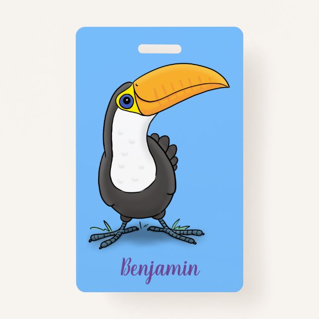Badge Illustration de dessin humoristique du toucan joye (Devant)