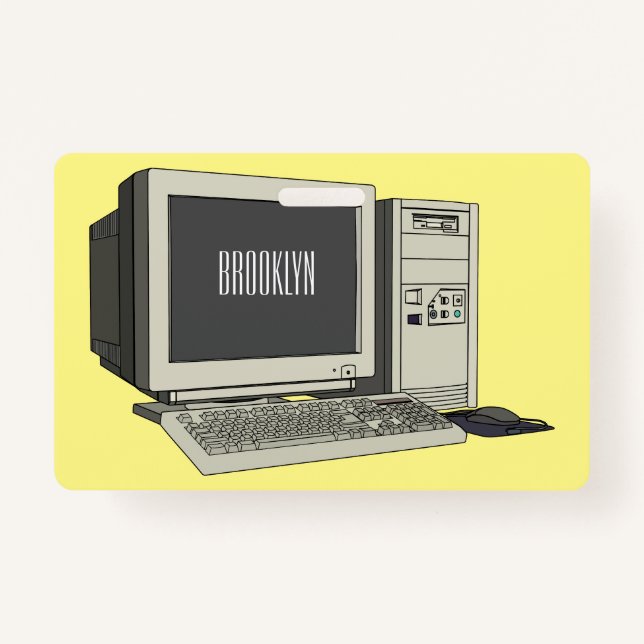 Badge Illustration de dessin sur ordinateur (Devant)