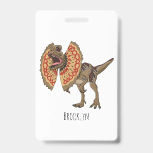 Badge illustration de Dilophosaurus en dessin animé 