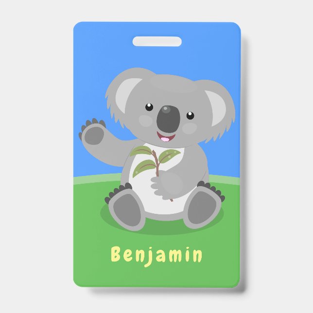 Badge Illustration de koala heureux et mignon faisant si (Avant)