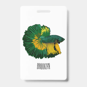 Badge Illustration de la caricature de poisson de combat