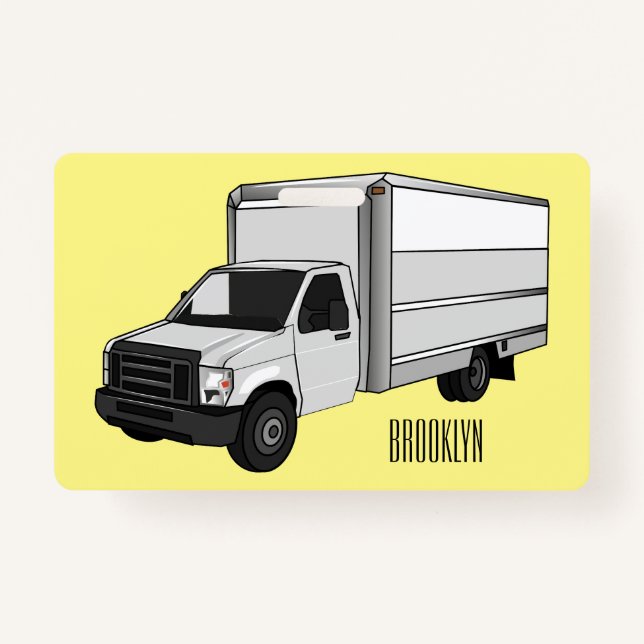 Badge Illustration de la caricature du camion-boîte (Devant)