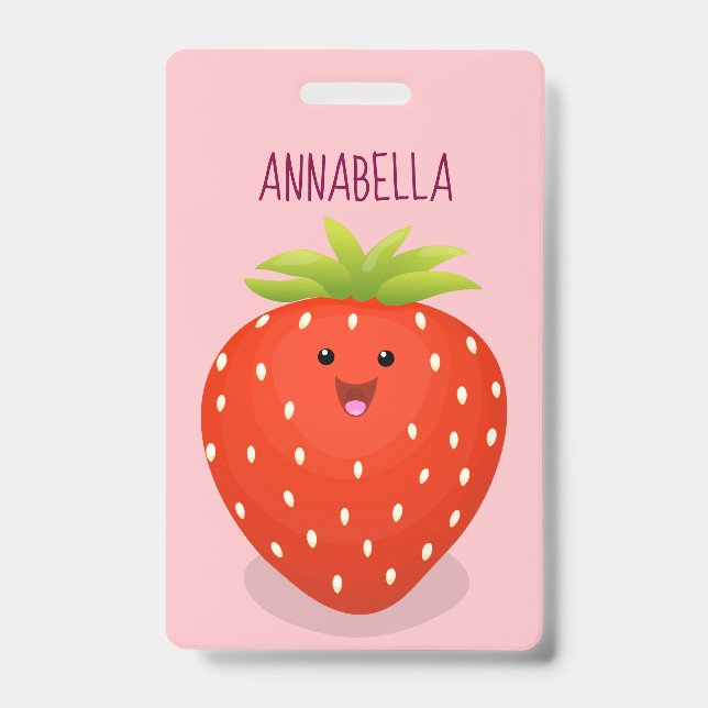 Badge Illustration de la fraise Cute kawaii (Avant)