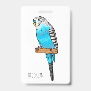 Badge Illustration de l'oiseau bleu budgerigar