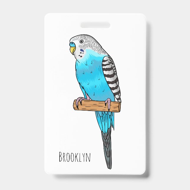 Badge Illustration de l'oiseau bleu budgerigar (Avant)