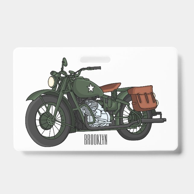 Badge illustration de moto cruiser militaire de dessin a (Avant)