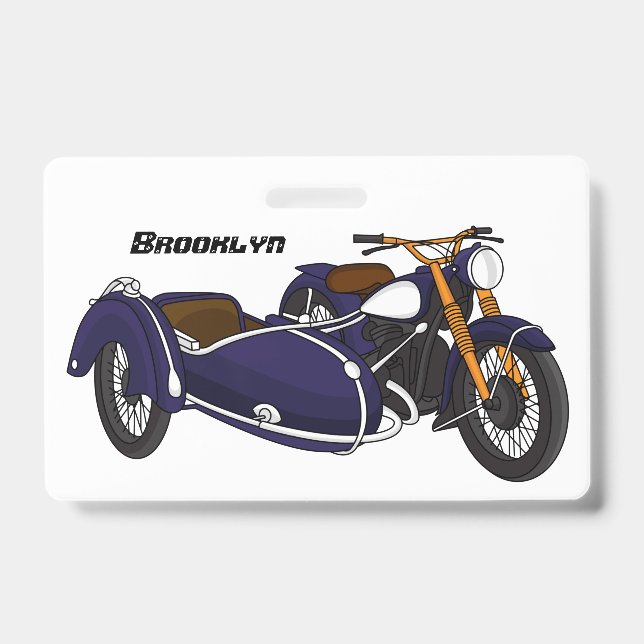 Badge Illustration de moto violette avec side-car (Avant)